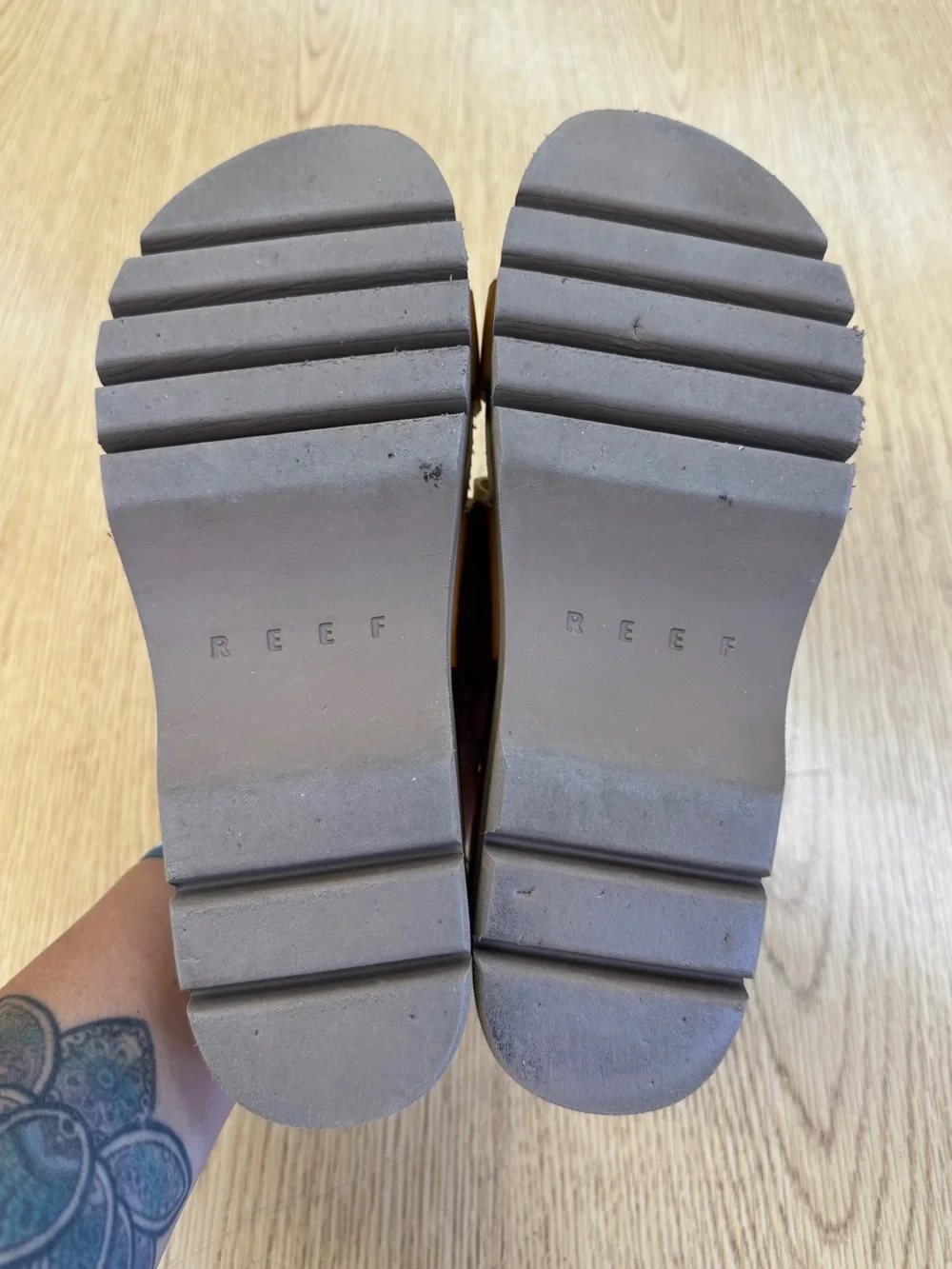 Reef Cushion Vista Higher Platform Slide Sandal Natural Tan 8